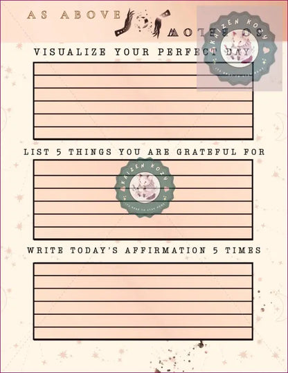 As Above So Below Digital Guided Wellness Journal Bundle | PDF Printable Mental Health Tracker Printable Wellness