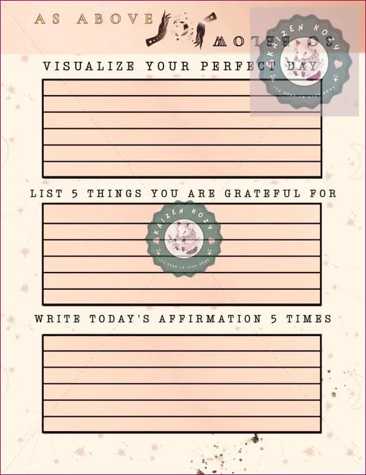As Above So Below Digital Guided Wellness Journal Bundle | PDF Printable Mental Health Tracker Printable Wellness
