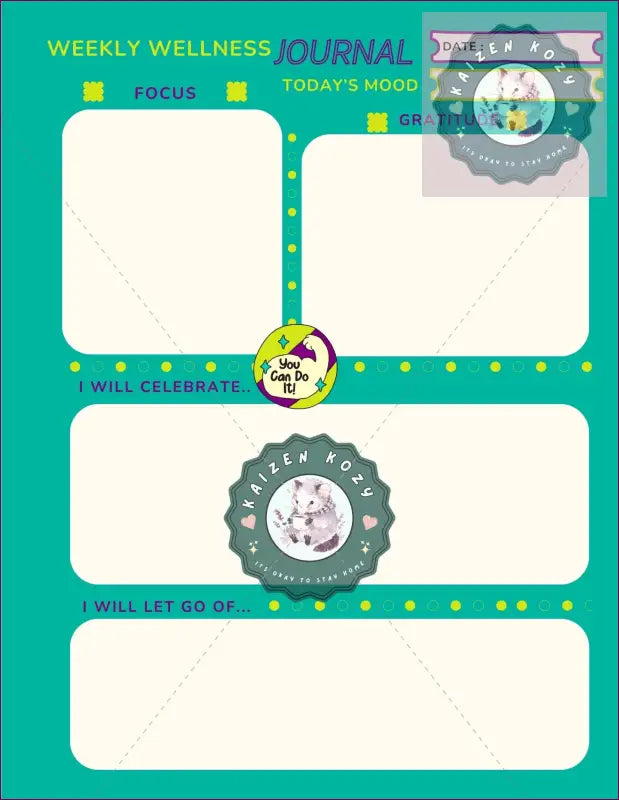 Wellness Journal Printable Bundle | Digital Health Tracker Meal Planner Budget & Gratitude Journal | Instant Download
