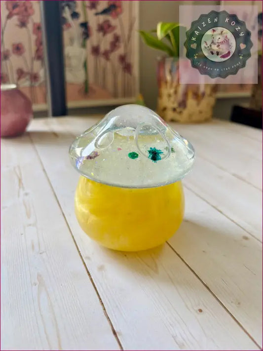 Yellow Mushroom Container Resin Crafts
