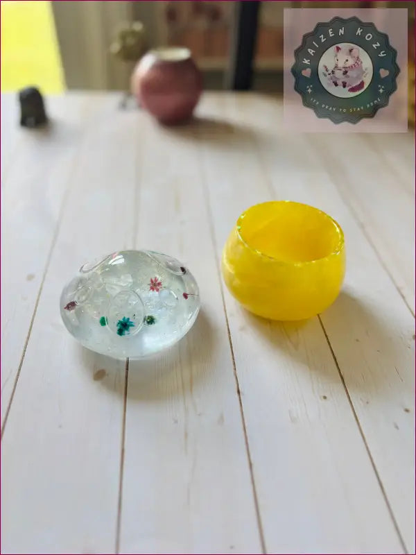 Yellow Mushroom Container Resin Crafts