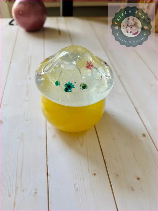 Yellow Mushroom Container Resin Crafts